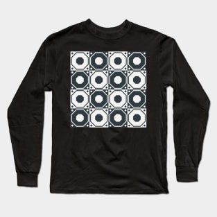 Mosaic Squares Black and White Long Sleeve T-Shirt